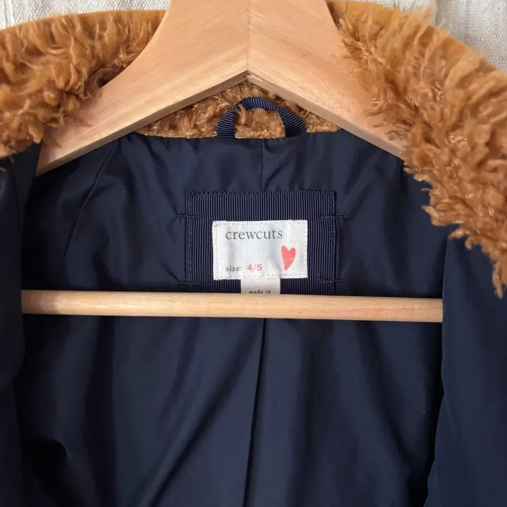 J. Crew Crewcuts kids brown sherpa‎ coat size 4/5 with pockets for fall winter